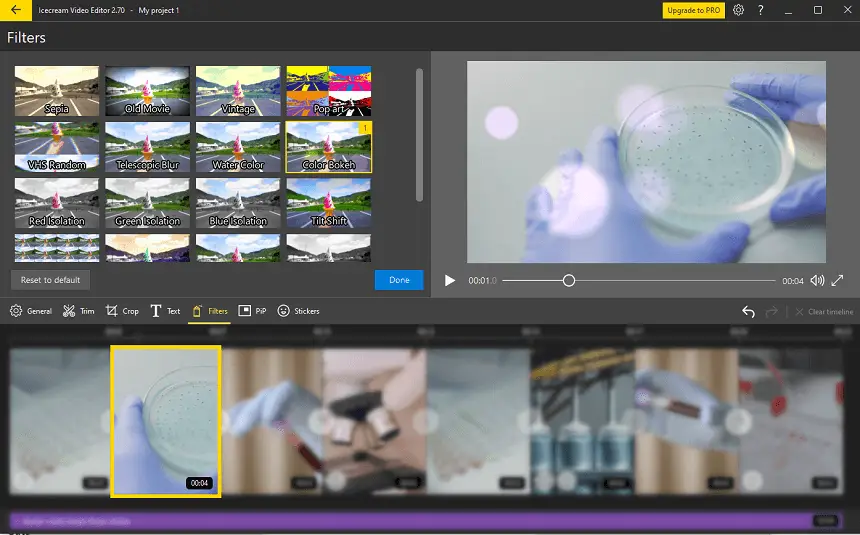 Color correction in video editor